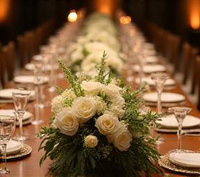 Elegant flower centerpiece on a banquet table